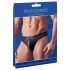 Svenjoyment - Skinnende Herre Tanga med Rhinstenlynlås (Sort) - XL