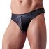 Svenjoyment - Skinnende Herre Tanga med Rhinstenlynlås (Sort) - XL