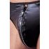 Svenjoyment - Skinnende Herre Tanga med Rhinstenlynlås (Sort) - XL