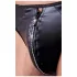 Svenjoyment - herre tanga - blank med lynlås og strassten - sort - XL