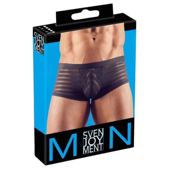 Boxer - herreunderbukser - gennemsigtig med striber - sort - L