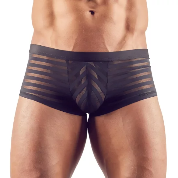Boxer - herreunderbukser - gennemsigtig med striber - sort - L