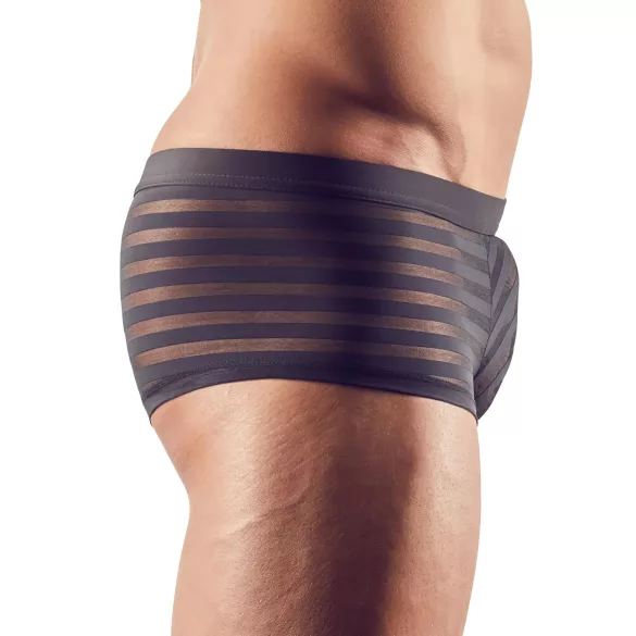 Boxer - herreunderbukser - gennemsigtig med striber - sort - L