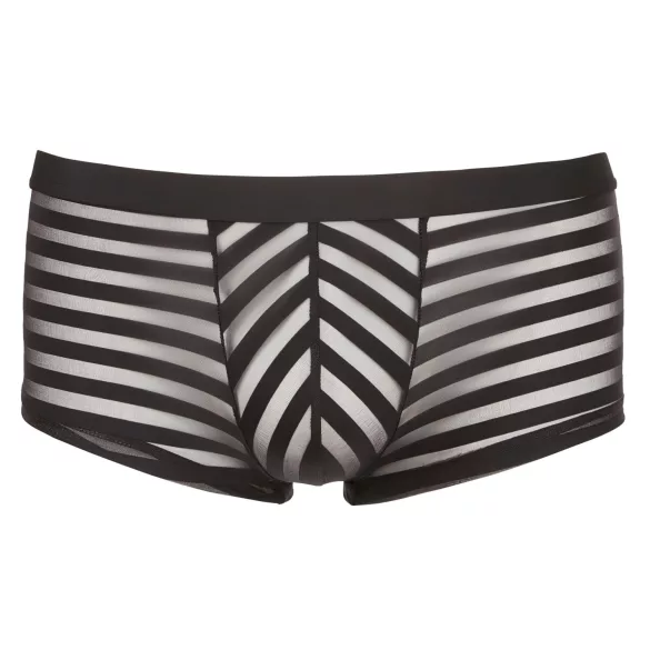 Boxer - herreunderbukser - gennemsigtig med striber - sort - L