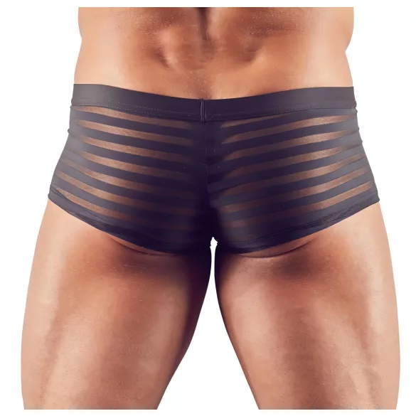 Boxer - herreunderbukser - gennemsigtig med striber - sort - L
