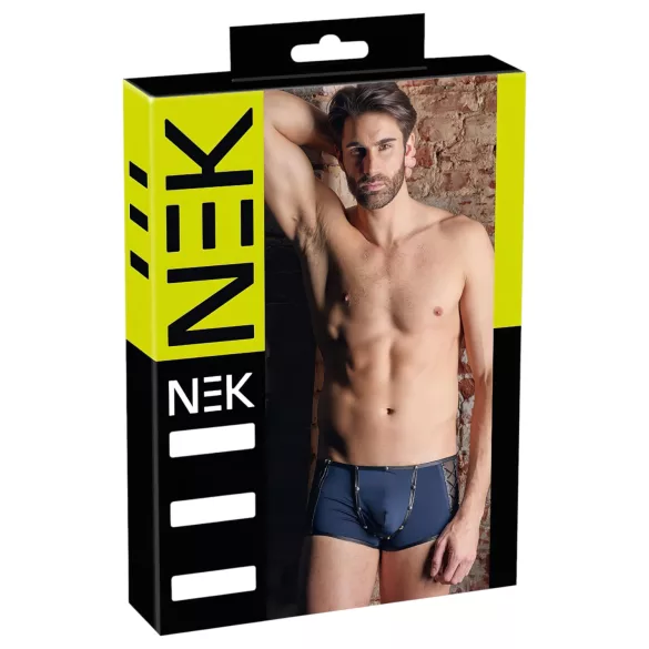 NEK - boxershorts til mænd - blondeindsats, snøre, net - sort/blå