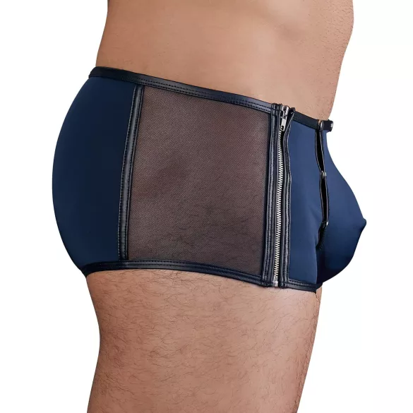 NEK - boxershorts til mænd - blondeindsats, snøre, net - sort/blå - L