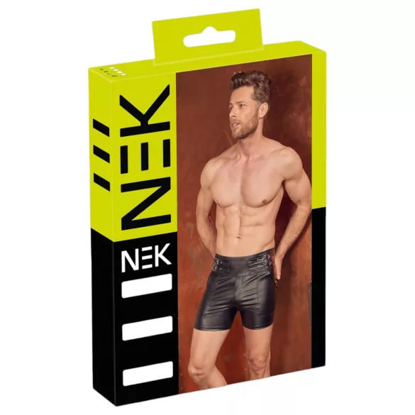 NEK - herreshorts - forlænget model med metalknap - sort - M