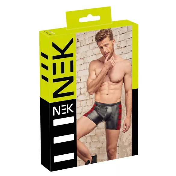 NEK - herreboxershorts med lynlås - rød sideindsats - sort - L