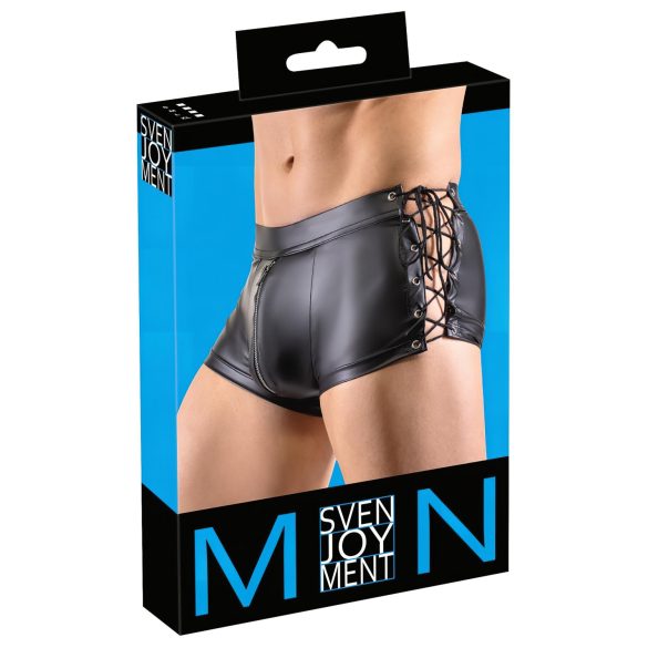 Svenjoyment - mat sort boksershorts med snøre i siderne