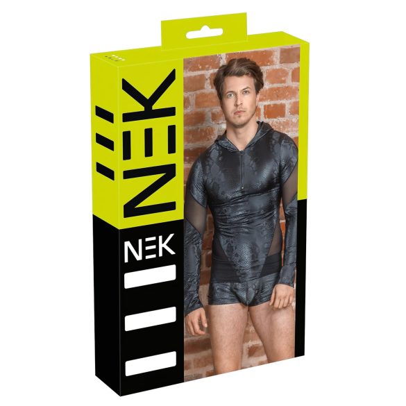 NEK - Herreoverdel med slangelook og hætte (sort) - M