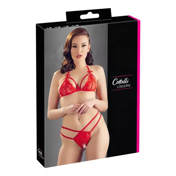 Cottelli - åben bh-sæt - blonde - rød
