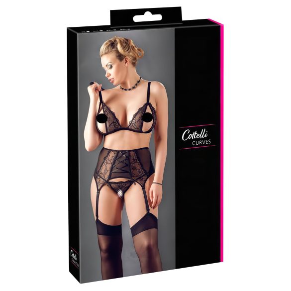 Cottelli Plus Size - Sorteret blondeundertøj-sæt