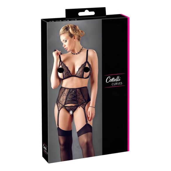 Cottelli Plus Size - Sorteret blondeundertøj-sæt