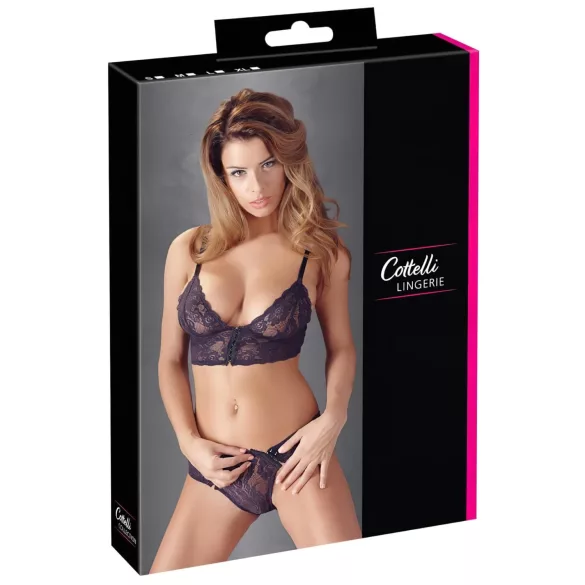 Cottelli - blonde bh sæt - blomster - lilla - M