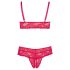 Cottelli Plus Size - blød blonde bh-sæt (rød)