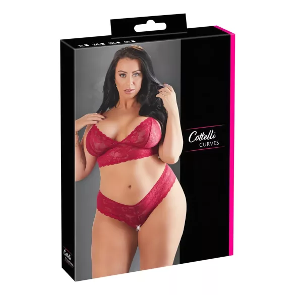 Cottelli Plus Size - bh sæt - blød blonde - rød - 2XL