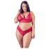 Cottelli Plus Size - blød blonde bh-sæt (rød) - 4XL
