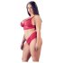 Cottelli Plus Size - blød blonde bh-sæt (rød) - 4XL