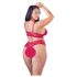 Cottelli Plus Size - blød blonde bh-sæt (rød) - 4XL