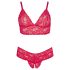 Cottelli Plus Size - blød blonde bh-sæt (rød) - 4XL
