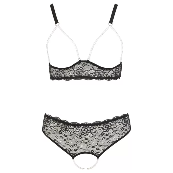 Cottelli Plus Size - bh sæt med perler - sort