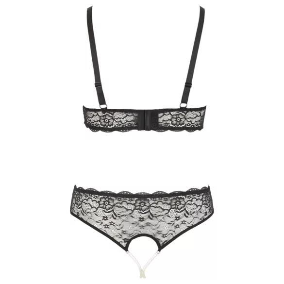 Cottelli Plus Size - bh sæt med perler - sort - 2XL