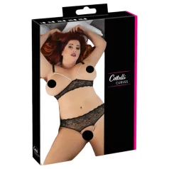 Cottelli Plus Size - bh sæt med perler - sort - 3XL