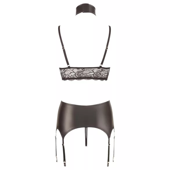 Cottelli Bondage - lingerisæt med blonder og glans - 4 dele