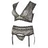 Cottelli Plus Size - Strass og blonde lingerisæt (sort) - XL