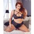 Cottelli Plus Size - Krydsstrop Bh og Trusser (Sort) - 85E/L