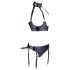 Cottelli Bondage - Skinnende bh-sæt med manchetter (sort) - L