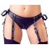 Cottelli Bondage - Skinnende bh-sæt med manchetter (sort) - XL
