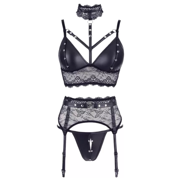 Cottelli Bondage - blondeundertøjssæt med håndjern (sort) - XL