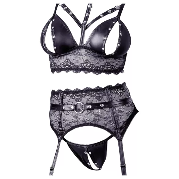 Cottelli Bondage - blondeundertøjssæt med håndjern (sort) - XL