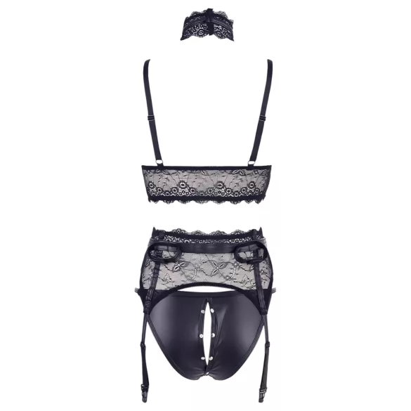 Cottelli Bondage - blondeundertøjssæt med håndjern (sort) - XL