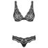 Obsessive Luvae - Blomstret & Rhinsten BH-sæt (sort) - L/XL