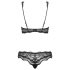 Obsessive Luvae - Blomstret & Rhinsten BH-sæt (sort) - L/XL