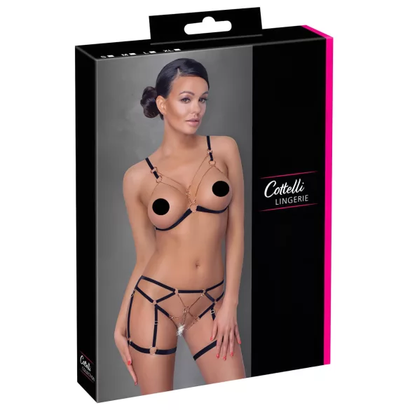 Cottelli - bodyharness med kæde - 2 dele - sort