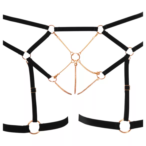 Cottelli - bodyharness med kæde - 2 dele - sort - M