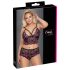 Cottelli Plus Size - Blomstret BH-sæt (sort-lilla)
