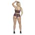 Cottelli Plus Size - Blomstret BH-sæt (sort-lilla)