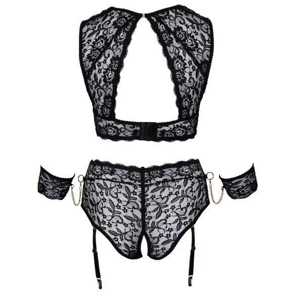 Cottelli Bondage Plus Size - blonde bh-sæt (sort) - 3XL