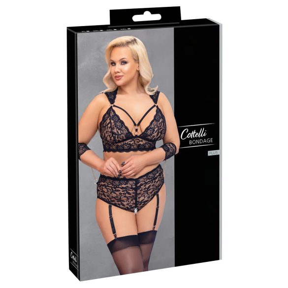 Cottelli Bondage Plus Size - blonde bh-sæt (sort) - 4XL