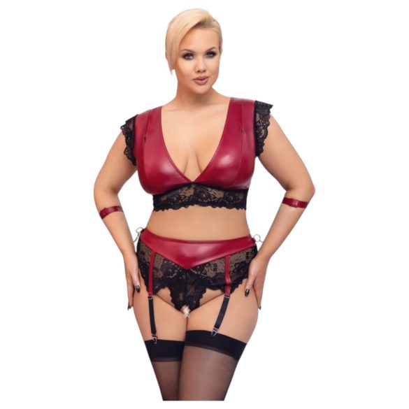 Cottelli Bondage Plus Size - blonde bh-sæt (rød)