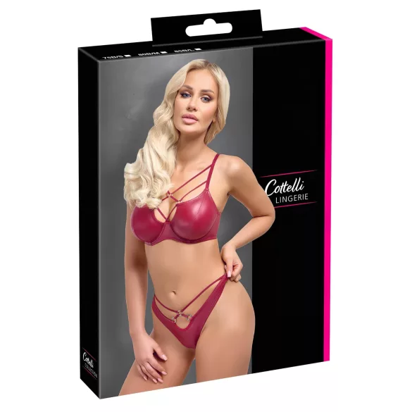 Cottelli Party - bh sæt - skinnende look - rød - 80B/M