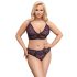 Cottelli Plus Size - gennemsigtigt mønstret bh-sæt (lilla)