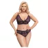 Cottelli Plus Size - gennemsigtigt mønstret bh-sæt (lilla)