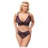 Cottelli Plus Size - gennemsigtigt mønstret bh-sæt (lilla)