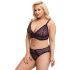 Cottelli Plus Size - gennemsigtigt mønstret bh-sæt (lilla)